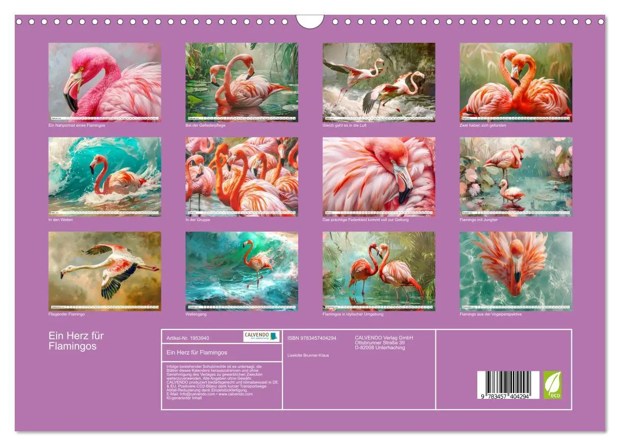 Bild: 9783457404294 | Ein Herz für Flamingos (Wandkalender 2026 DIN A3 quer), CALVENDO...