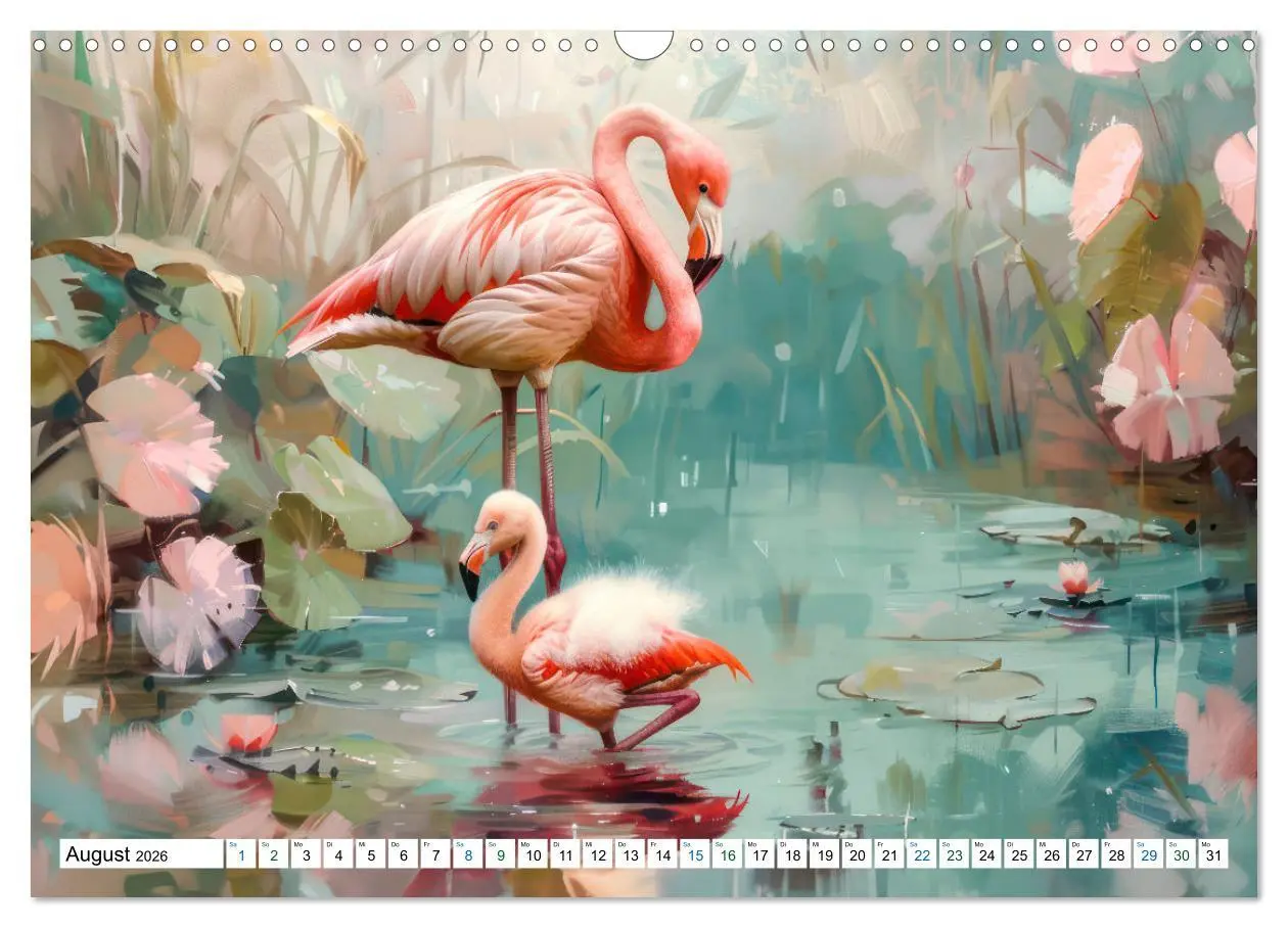 Bild: 9783457404294 | Ein Herz für Flamingos (Wandkalender 2026 DIN A3 quer), CALVENDO...