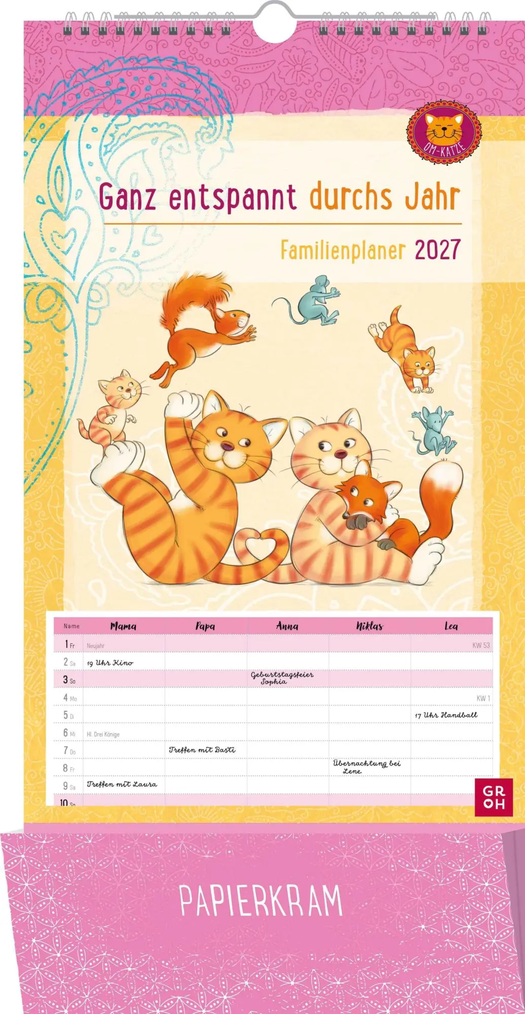 Cover: 4036442014394 | Om-Katze Familienplaner 2027: Ganz entspannt durchs Jahr | Groh Verlag