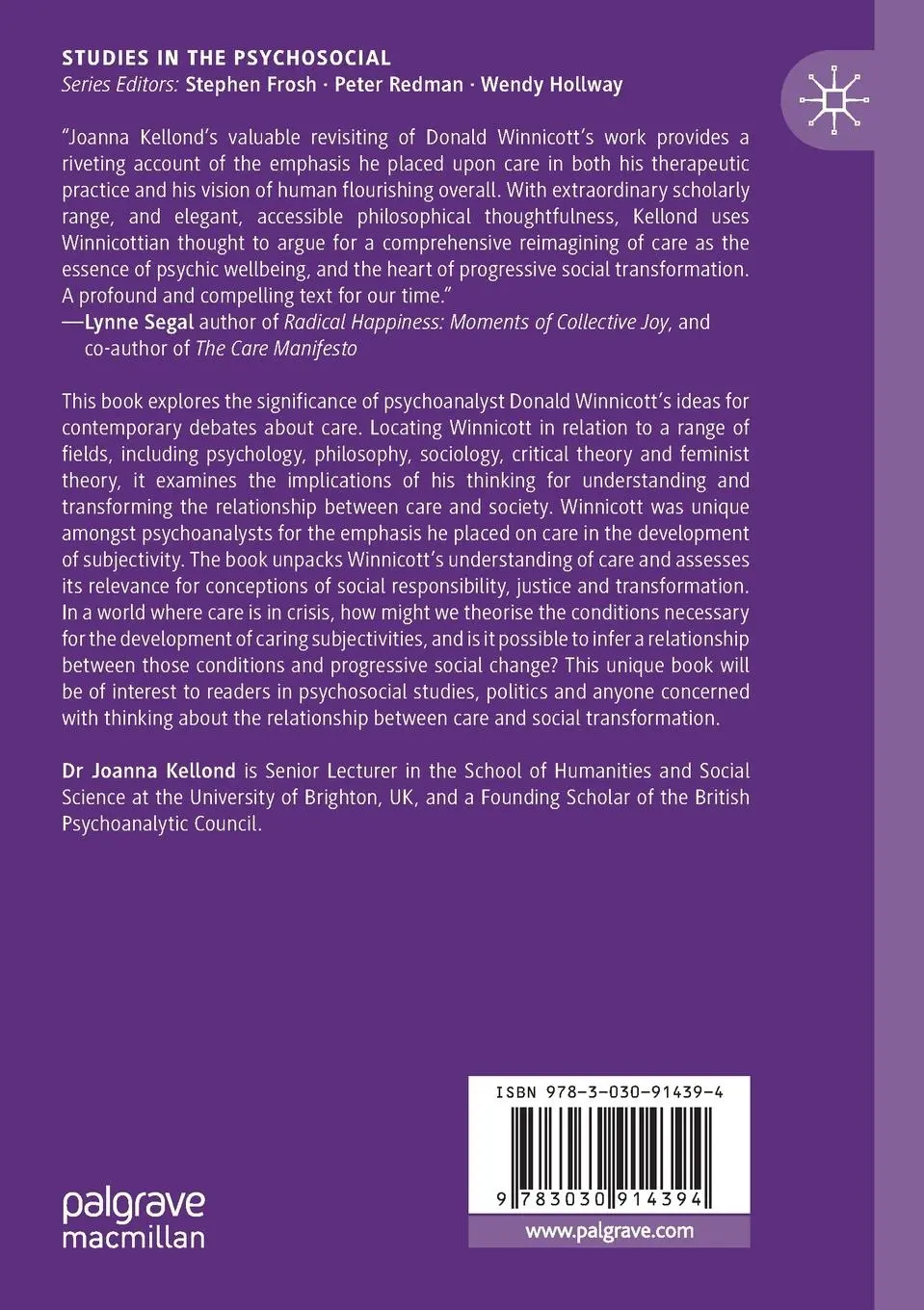 Rückseite: 9783030914394 | Donald Winnicott and the Politics of Care | Joanna Kellond | Buch
