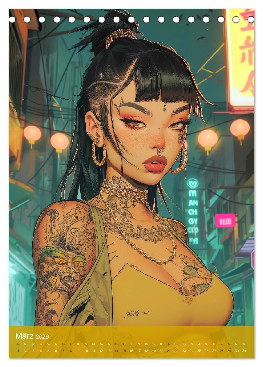 Bild: 9783516274394 | Manga-Comics. Cyberpunk Anime. Science Fiction Girls (Tischkalender...