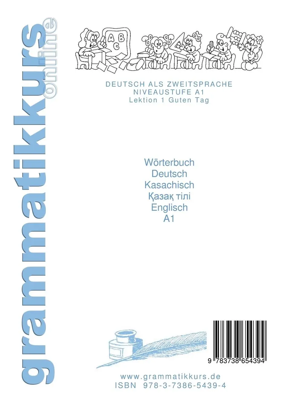 Rückseite: 9783738654394 | Wörterbuch Deutsch - Kasachisch - Englisch Niveau A1 | Akom (u. a.)