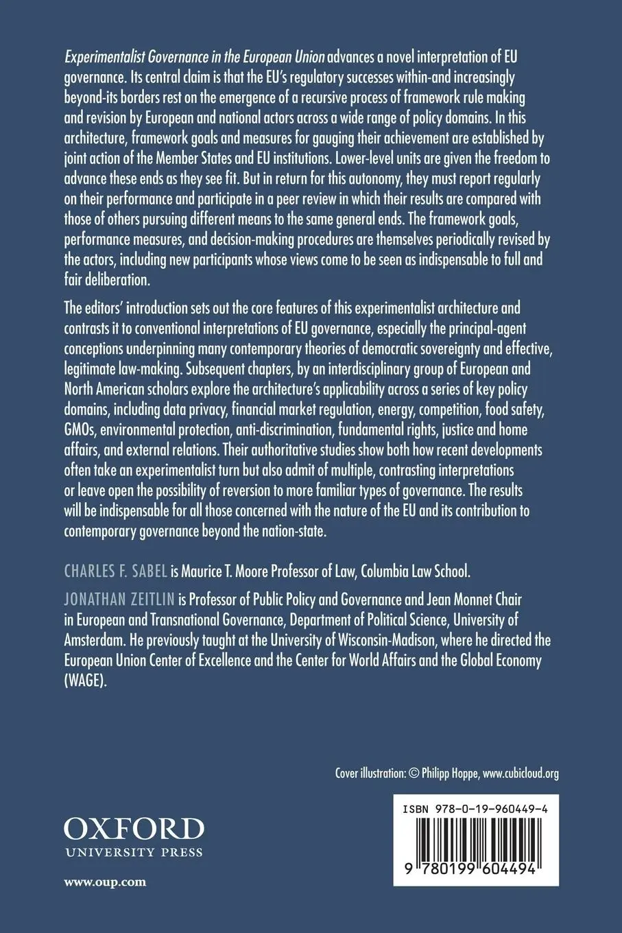 Rückseite: 9780199604494 | Experimentalist Governance in the European Union | Sabel (u. a.)