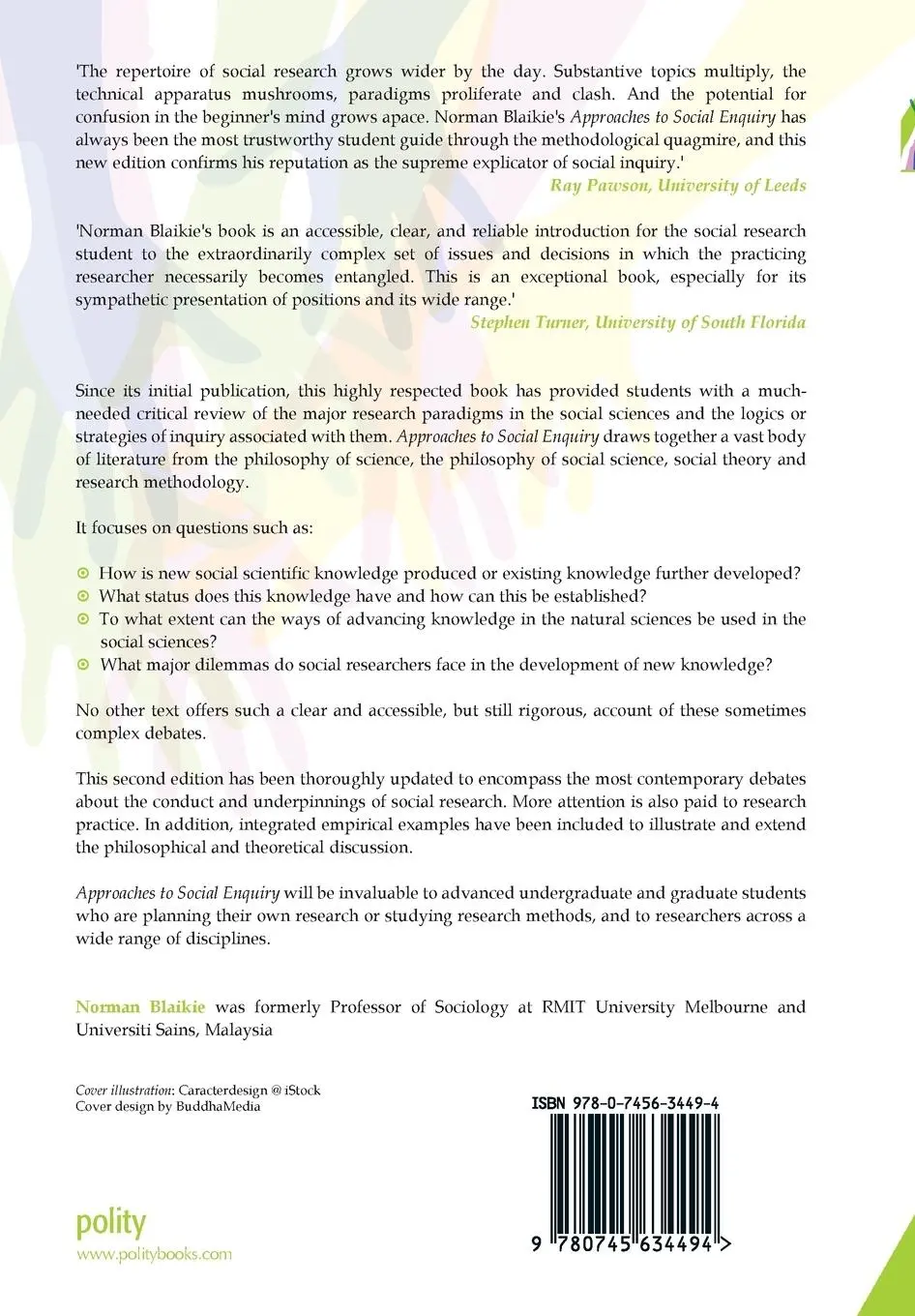 Rückseite: 9780745634494 | Approaches to Social Enquiry | Advancing Knowledge | Norman Blaikie