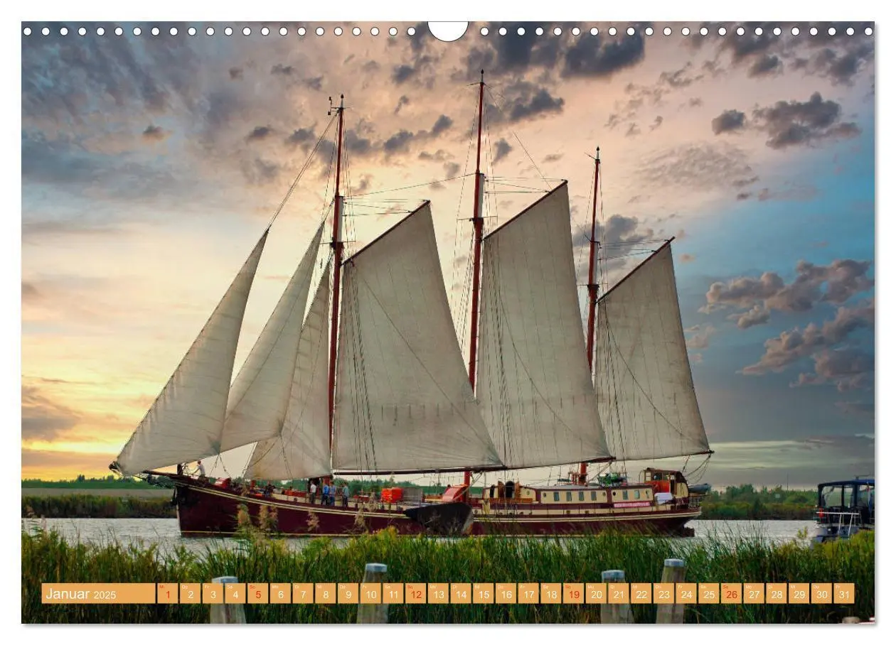 Bild: 9783435154494 | Segeln im Sonnenuntergang (Wandkalender 2025 DIN A3 quer), CALVENDO...