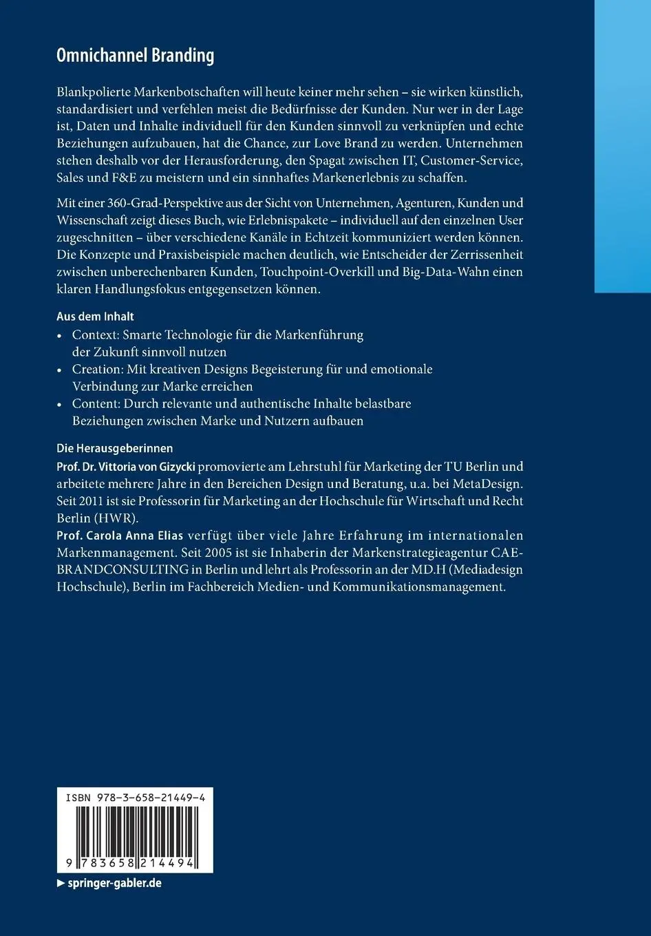 Rückseite: 9783658214494 | Omnichannel Branding | Carola Anna Elias (u. a.) | Taschenbuch | xvi