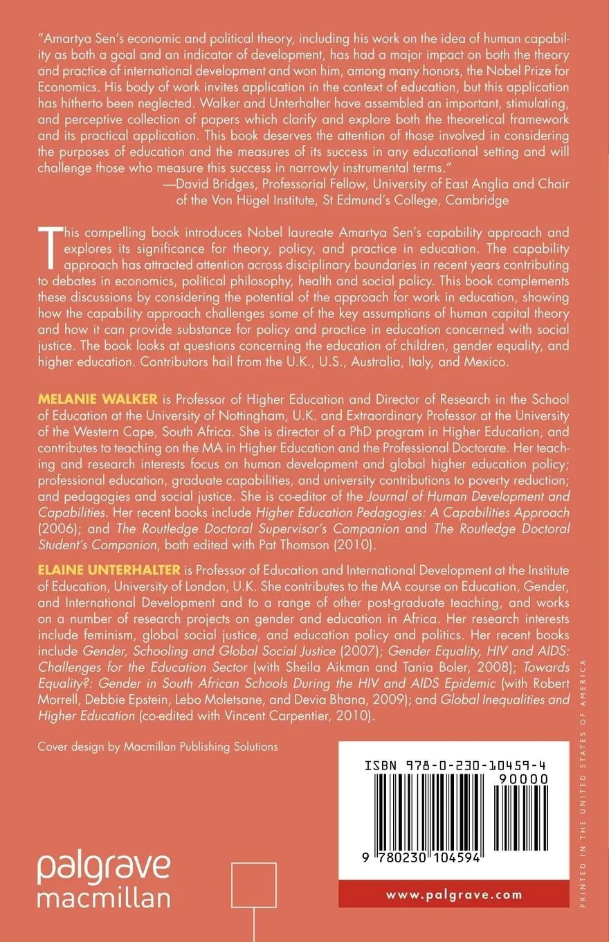 Rückseite: 9780230104594 | Amartya Sen's Capability Approach and Social Justice in Education | xv