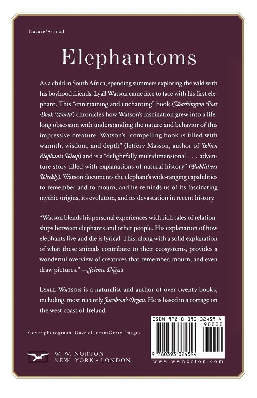 Rückseite: 9780393324594 | Elephantoms | Tracking the Elephant | Lyall Watson | Taschenbuch