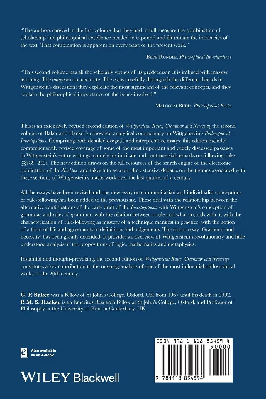 Rückseite: 9781118854594 | Wittgenstein 2e | Gordon P Baker (u. a.) | Taschenbuch | 400 S. | 2014