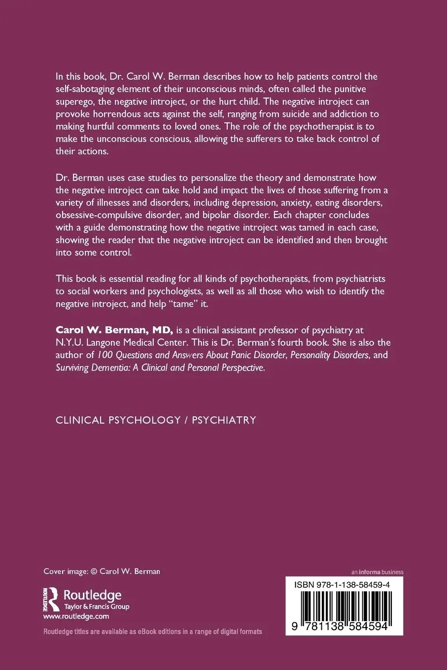 Rückseite: 9781138584594 | Taming the Negative Introject | Carol Berman | Taschenbuch | Englisch