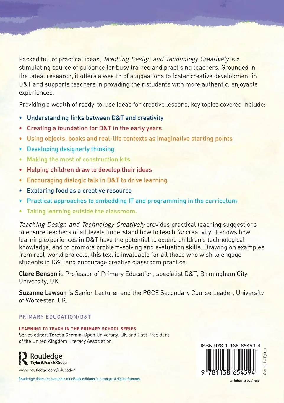 Rückseite: 9781138654594 | Teaching Design and Technology Creatively | Clare Benson (u. a.)