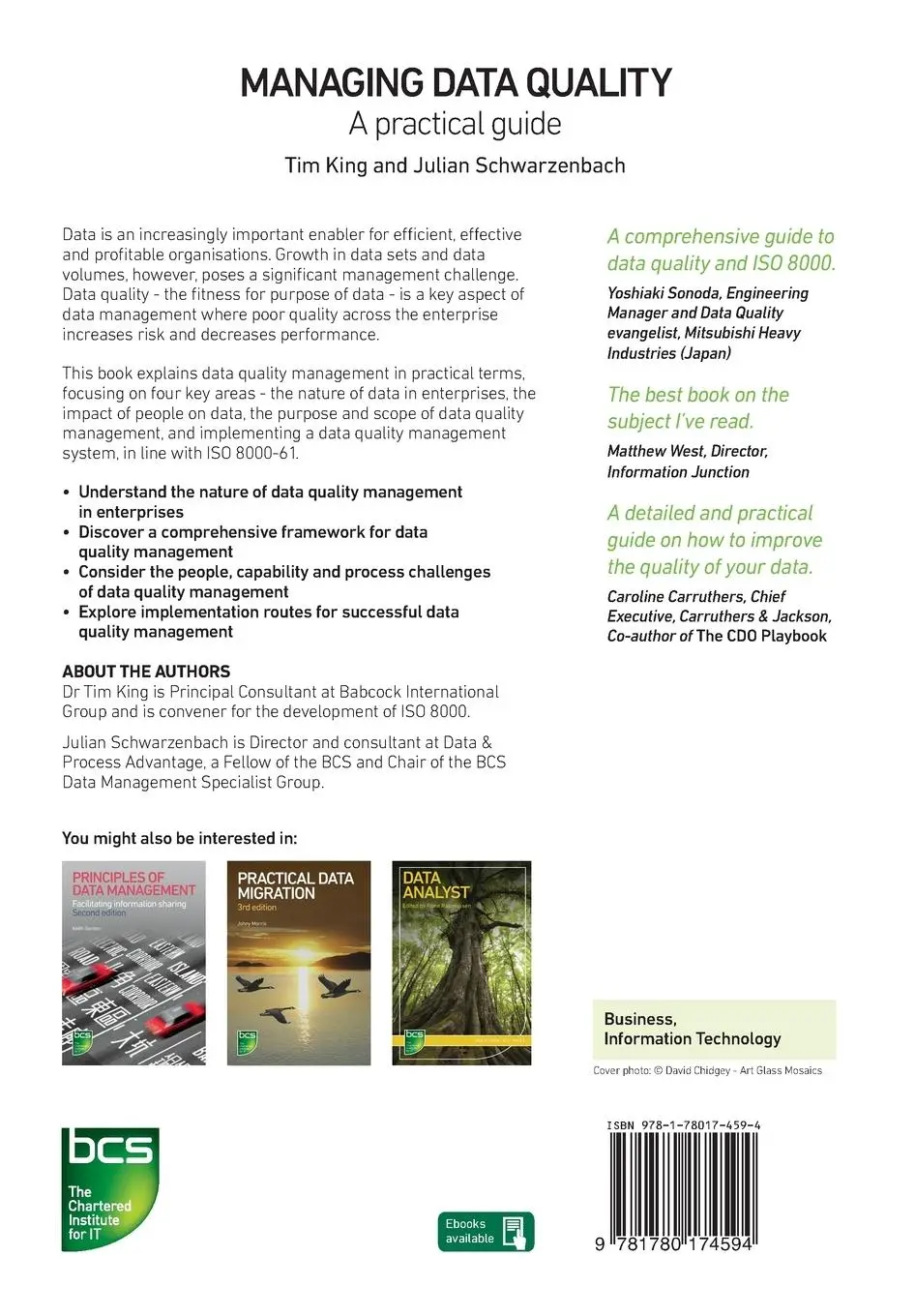 Rückseite: 9781780174594 | Managing Data Quality | A practical guide | Tim King (u. a.) | Buch