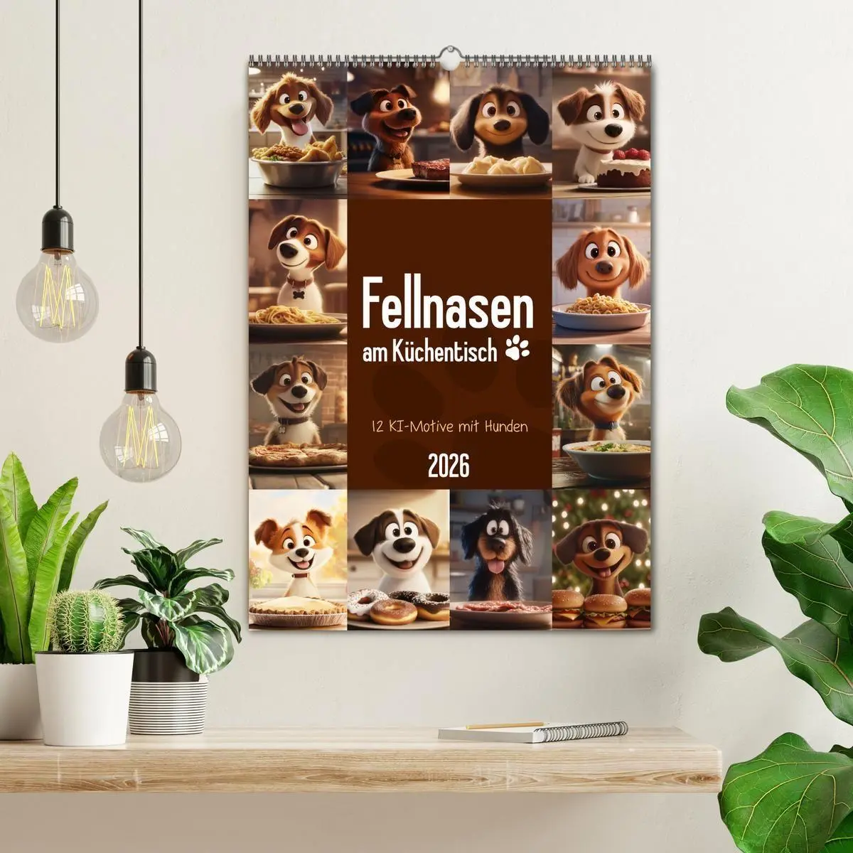 Bild: 9783516704594 | Fellnasen am Küchentisch - 12 KI-Motive mit Hunden (Wandkalender...