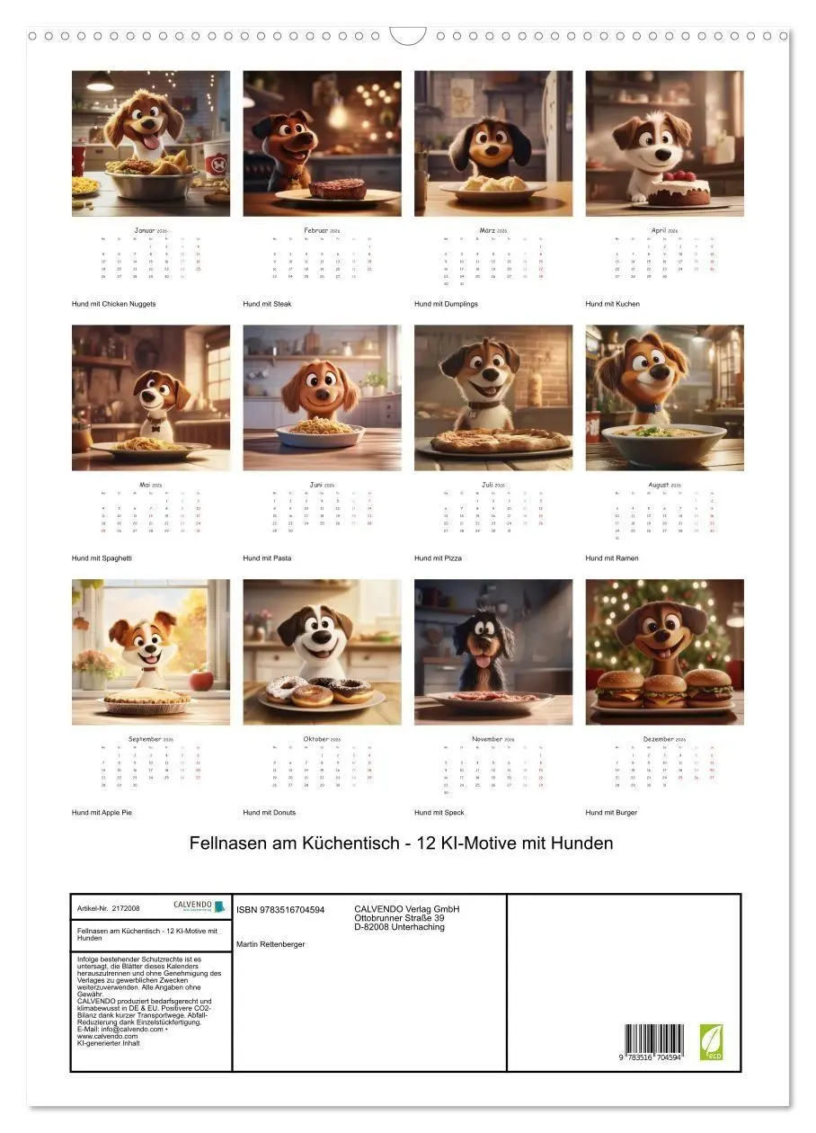 Bild: 9783516704594 | Fellnasen am Küchentisch - 12 KI-Motive mit Hunden (Wandkalender...