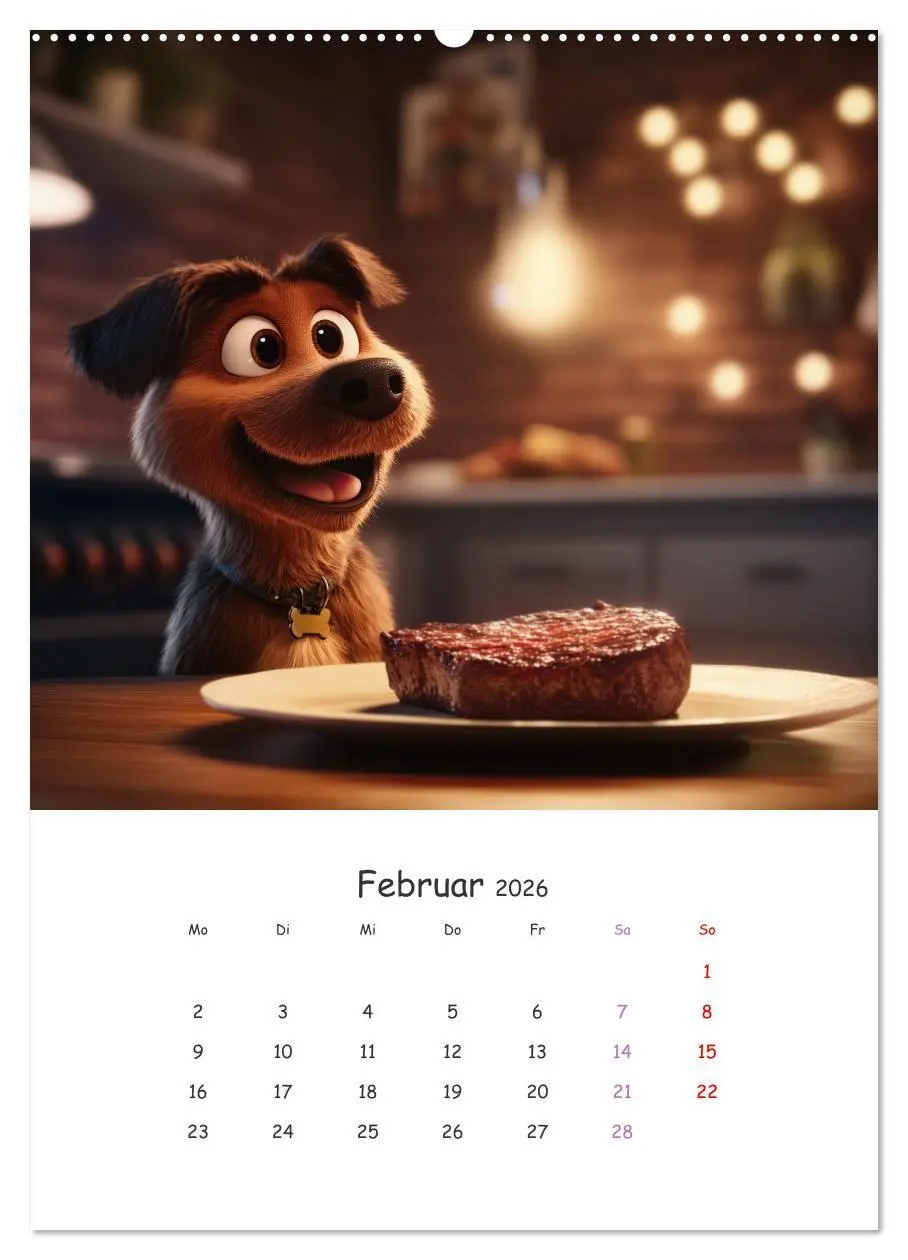 Bild: 9783516704594 | Fellnasen am Küchentisch - 12 KI-Motive mit Hunden (Wandkalender...