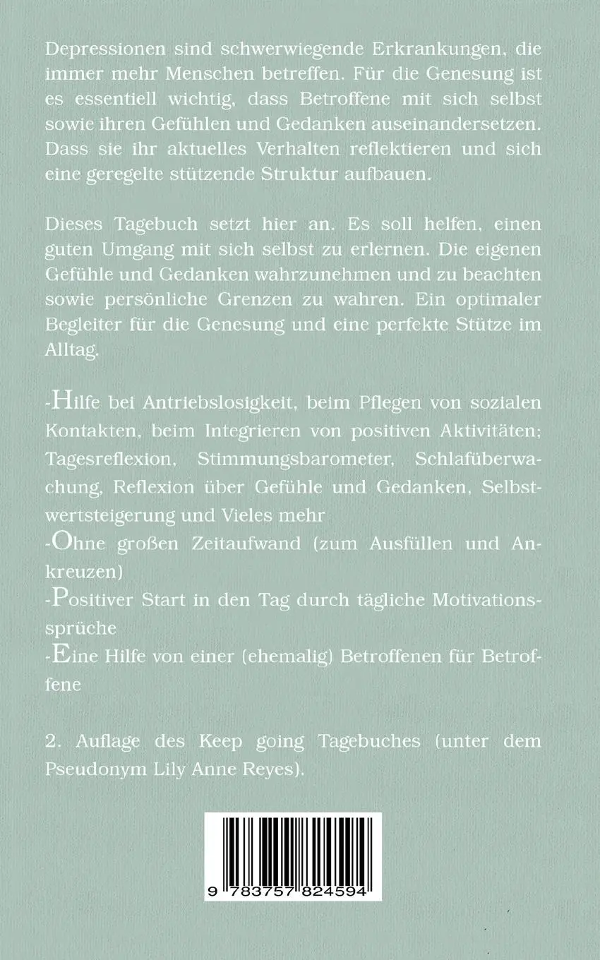Rückseite: 9783757824594 | Keep Going - Das Tagebuch gegen Depressionen - Depression Tagebuch:...
