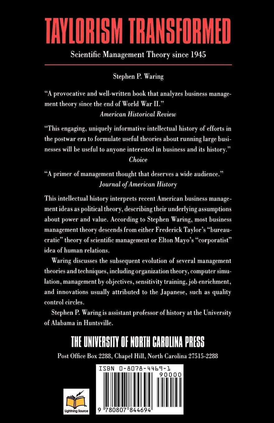 Rückseite: 9780807844694 | Taylorism Transformed | Scientific Management Theory Since 1945 | Buch