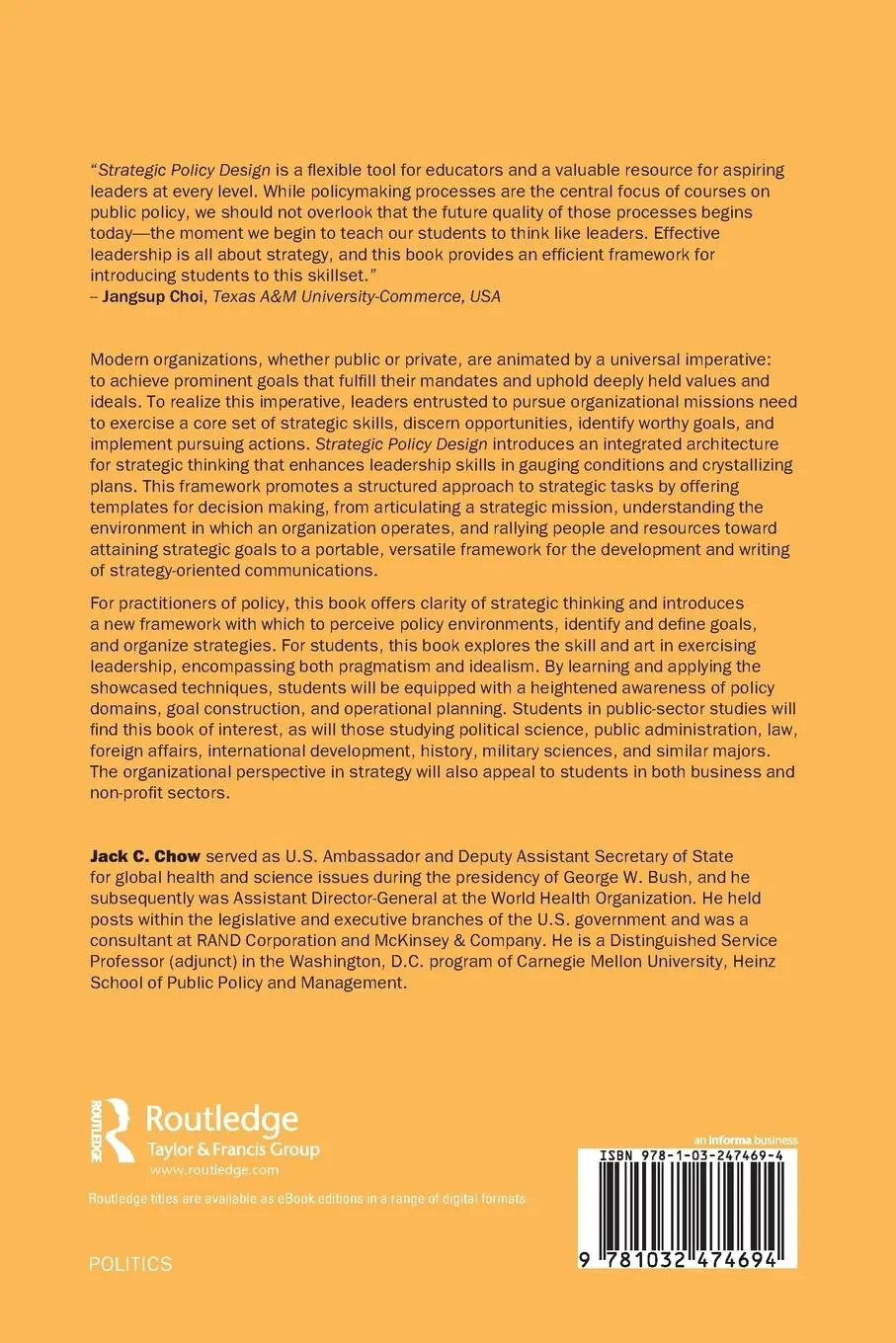 Rückseite: 9781032474694 | Strategic Policy Design | A Practitioner's Guide to Statecraft | Chow