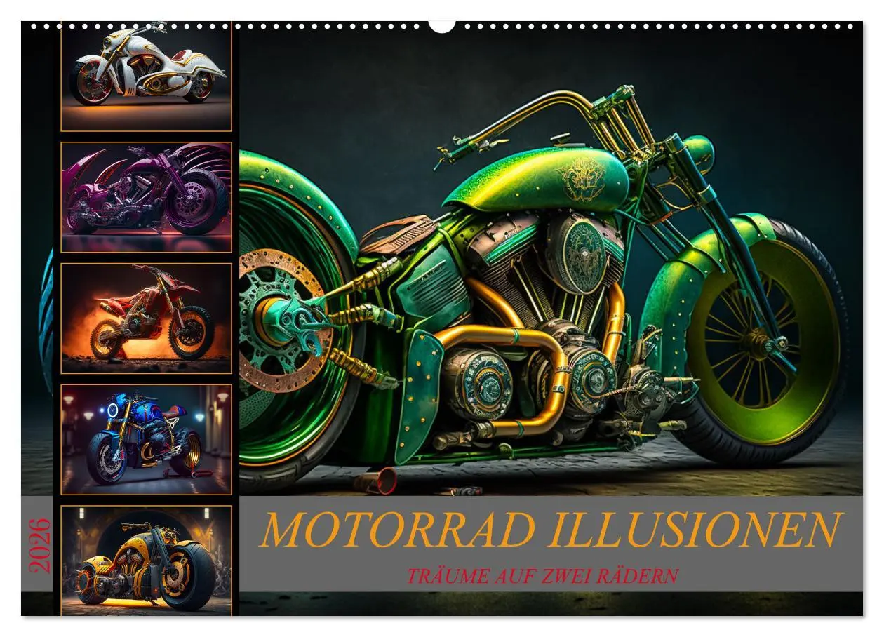 Cover: 9783457534694 | Motorrad illusionen (Wandkalender 2026 DIN A2 quer), CALVENDO...