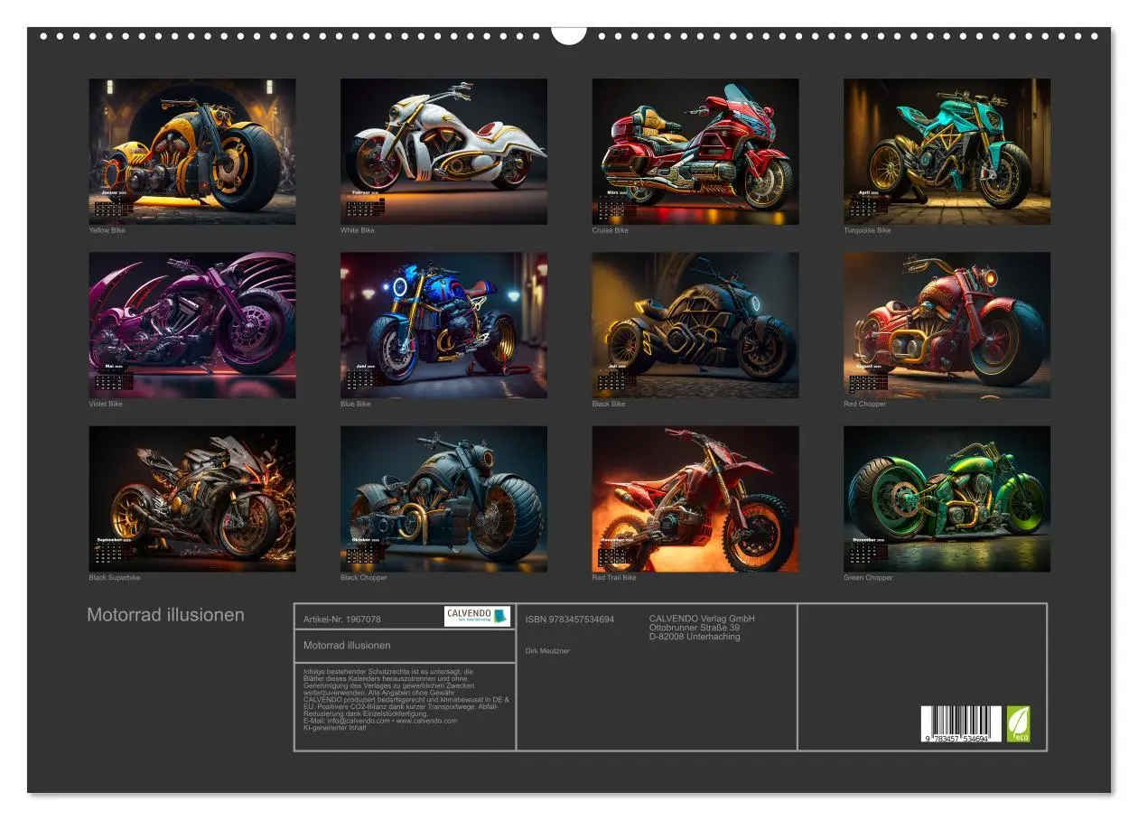 Bild: 9783457534694 | Motorrad illusionen (Wandkalender 2026 DIN A2 quer), CALVENDO...