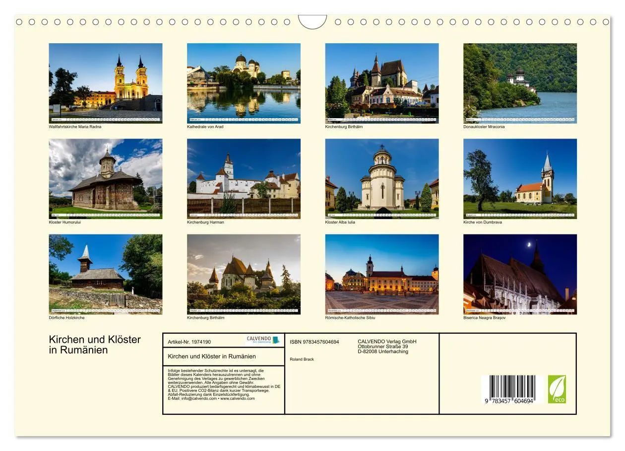 Bild: 9783457604694 | Kirchen und Klöster in Rumänien (Wandkalender 2026 DIN A3 quer),...