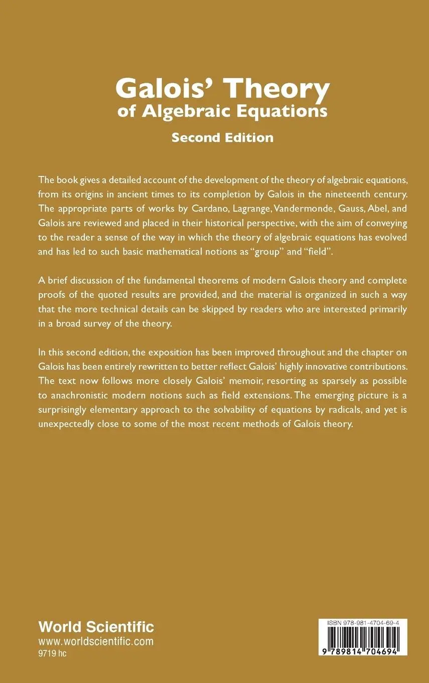 Rückseite: 9789814704694 | GALOIS THEO ALGE EQUA (2ND ED) | Jean-Pierre Tignol | Buch | Englisch