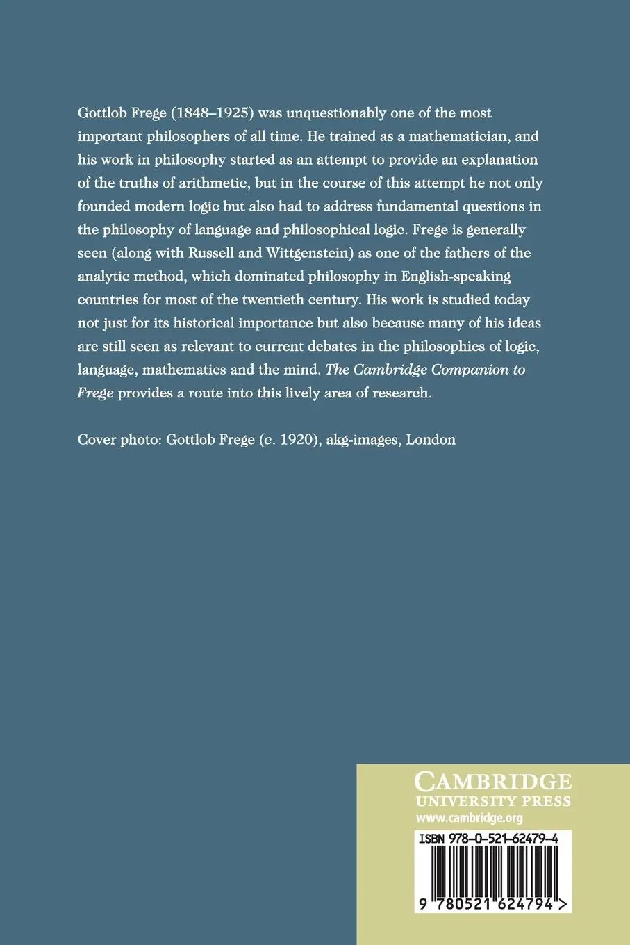 Rückseite: 9780521624794 | The Cambridge Companion to Frege | Tom Ricketts (u. a.) | Taschenbuch