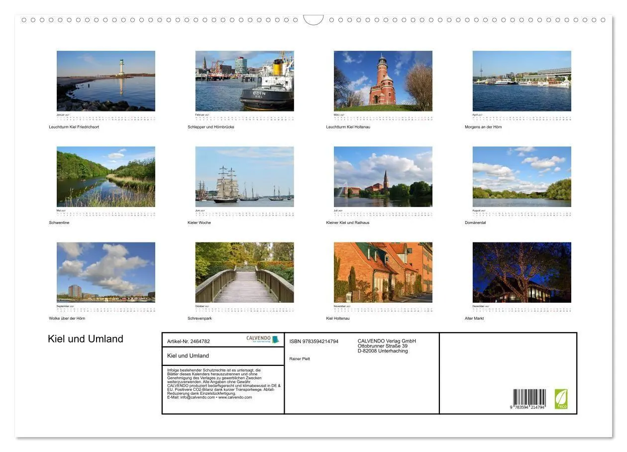 Bild: 9783594214794 | Kiel und Umland (Wandkalender 2027 DIN A2 quer), CALVENDO...