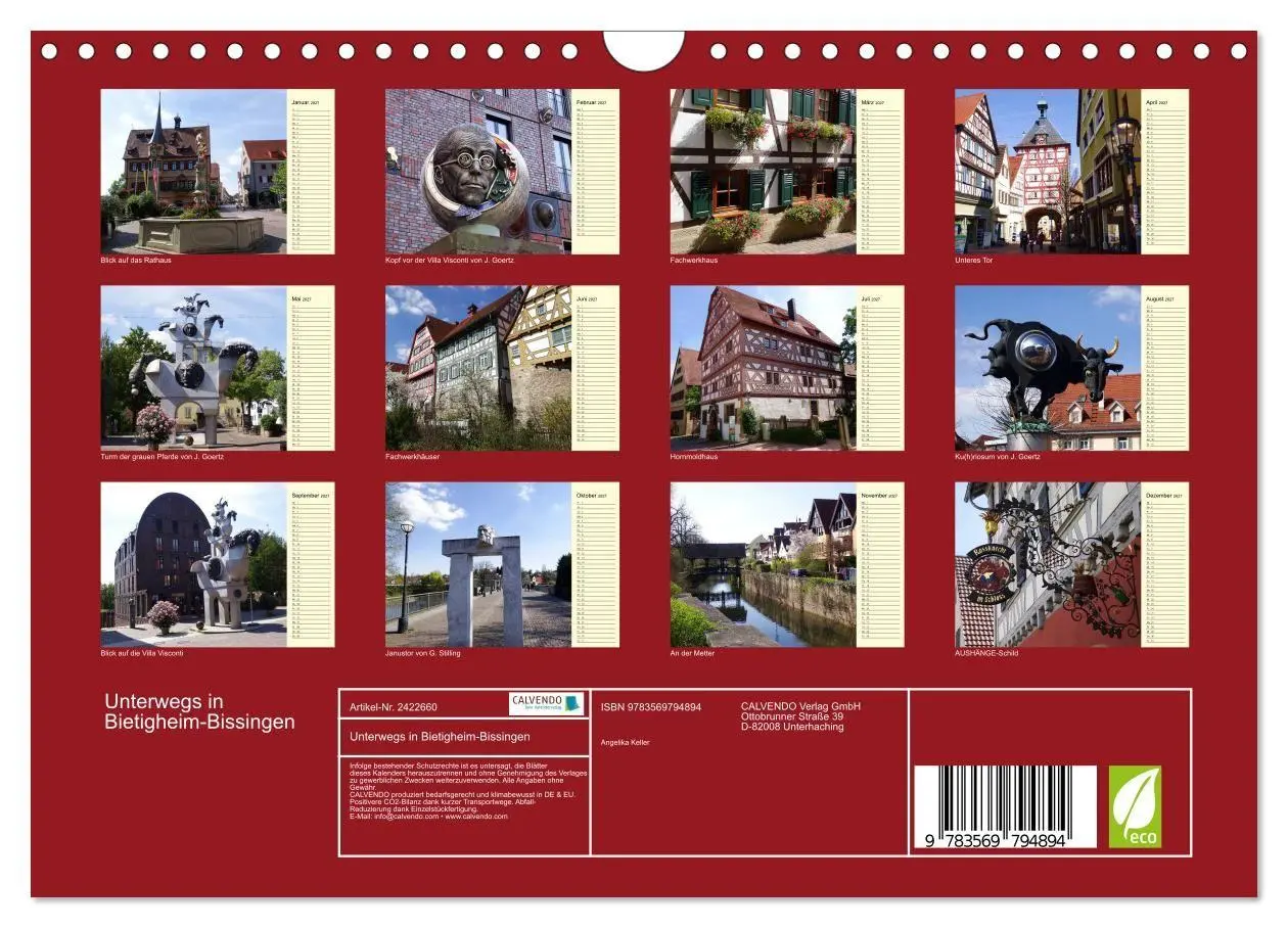 Bild: 9783569794894 | Unterwegs in Bietigheim-Bissingen (Wandkalender 2027 DIN A4 quer),...