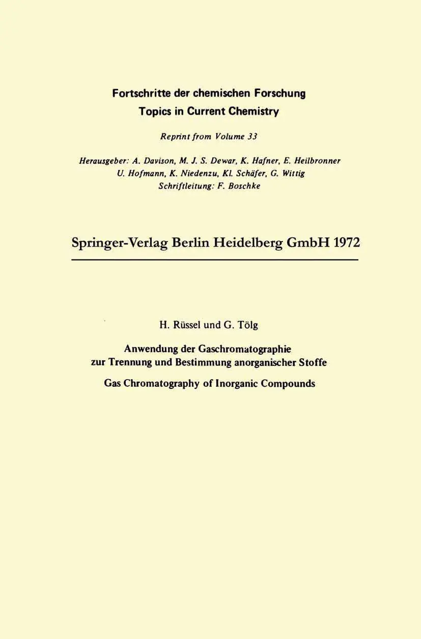 Cover: 9783662374894 | Anwendung der Gaschromatographie zur Trennung und Bestimmung...
