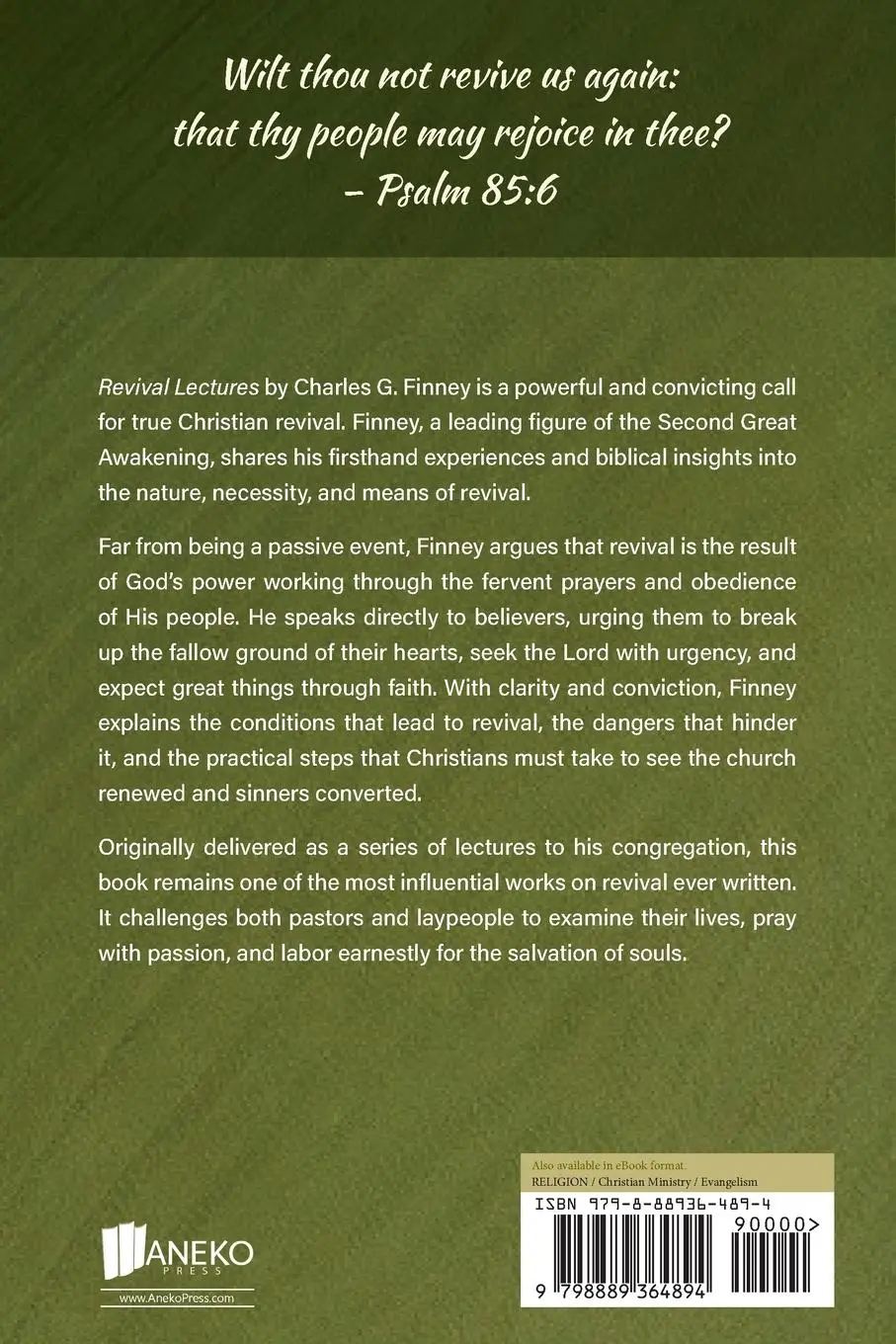Rückseite: 9798889364894 | Lectures on Revivals of Religion | Charles G. Finney | Taschenbuch