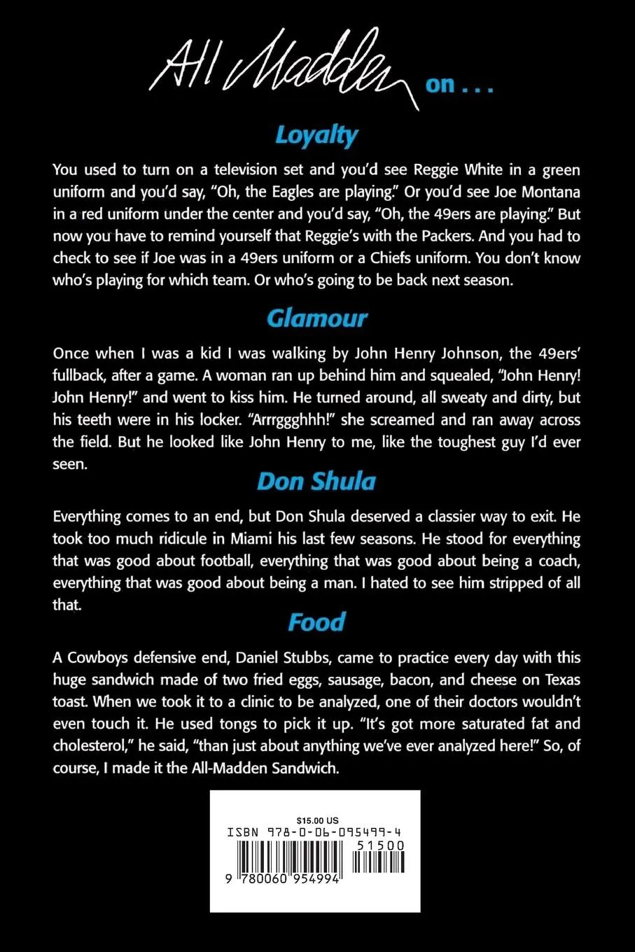 Rückseite: 9780060954994 | All Madden | Hey, I'm Talking Pro Football! | John Madden | Buch