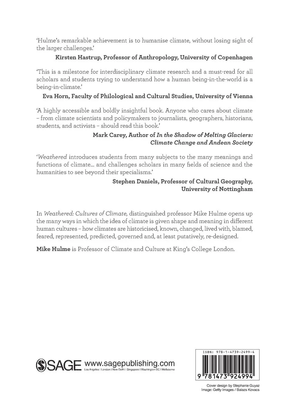 Rückseite: 9781473924994 | Weathered | Cultures of Climate | Mike Hulme | Taschenbuch | Englisch
