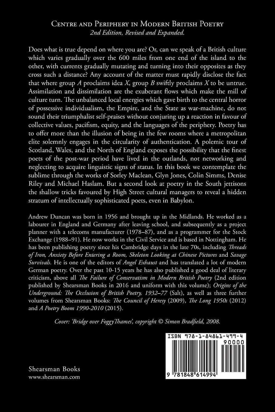 Rückseite: 9781848614994 | Centre and Periphery in Modern British Poetry | Andrew Duncan | Buch