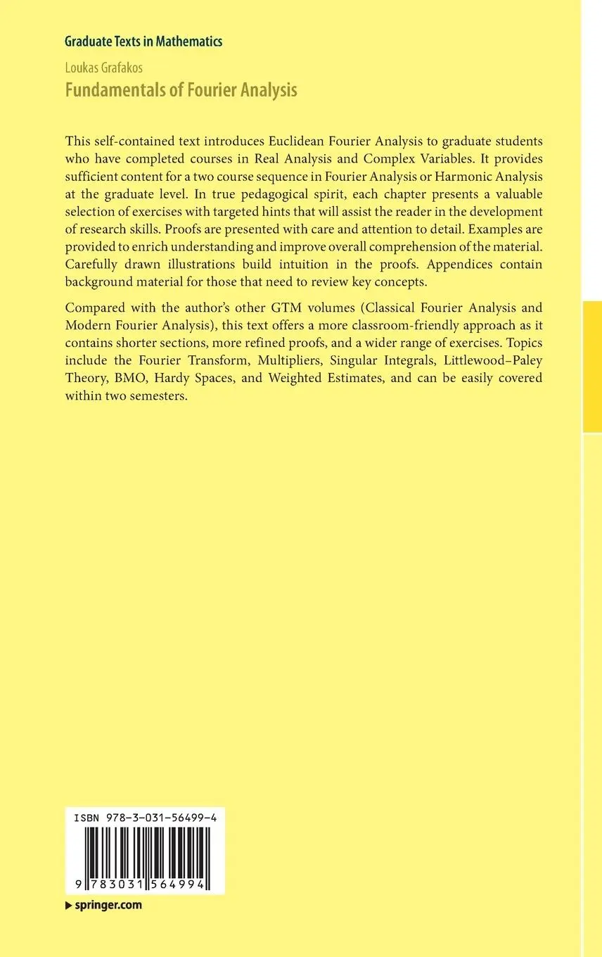 Rückseite: 9783031564994 | Fundamentals of Fourier Analysis | Loukas Grafakos | Buch | xvi | 2024