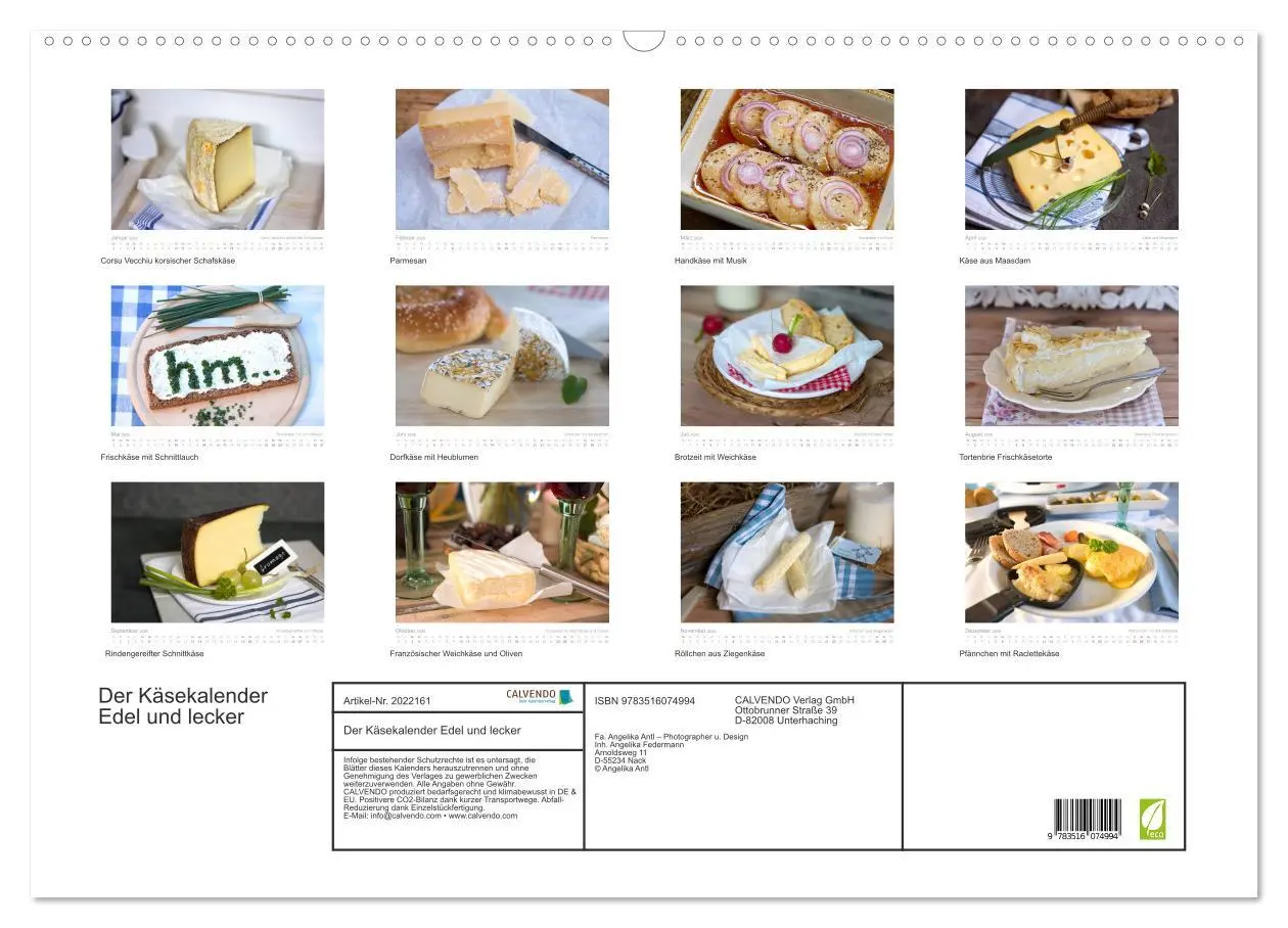 Bild: 9783516074994 | Der Käsekalender Edel und lecker (Wandkalender 2026 DIN A2 quer),...