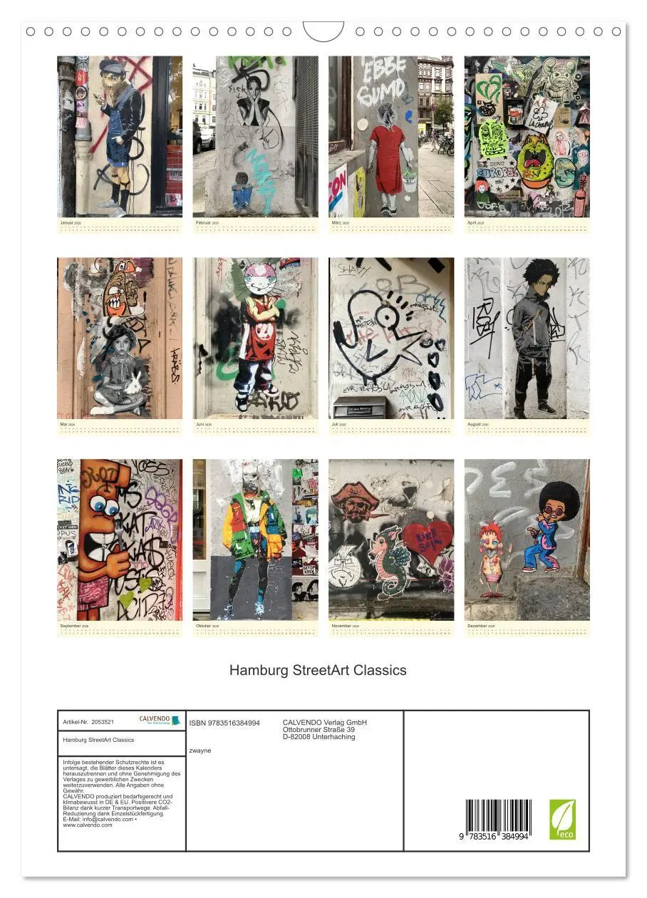 Bild: 9783516384994 | Hamburg StreetArt Classics (Wandkalender 2026 DIN A3 hoch),...