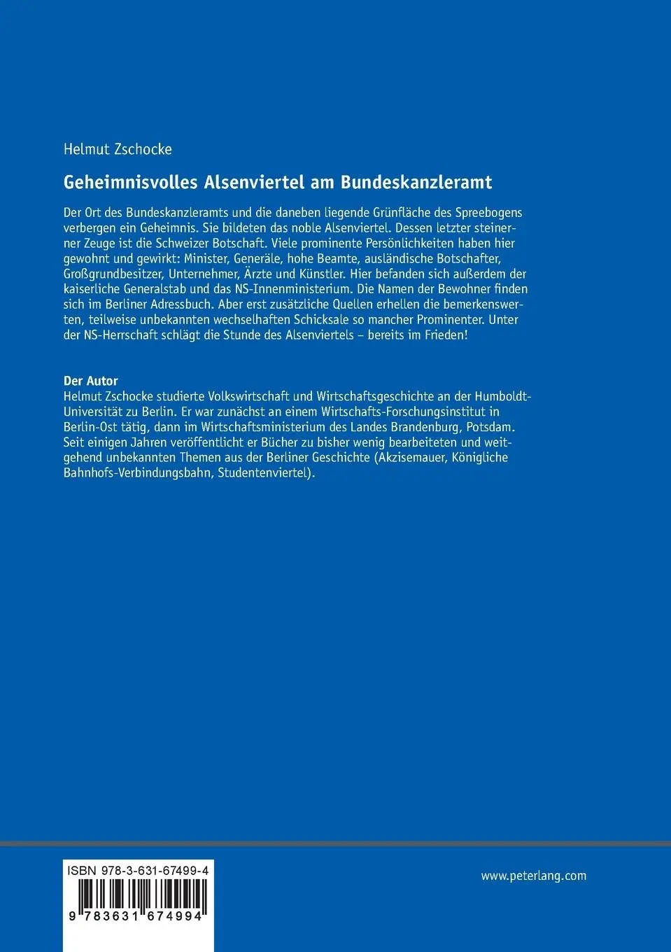 Rückseite: 9783631674994 | Geheimnisvolles Alsenviertel am Bundeskanzleramt | Helmut Zschocke