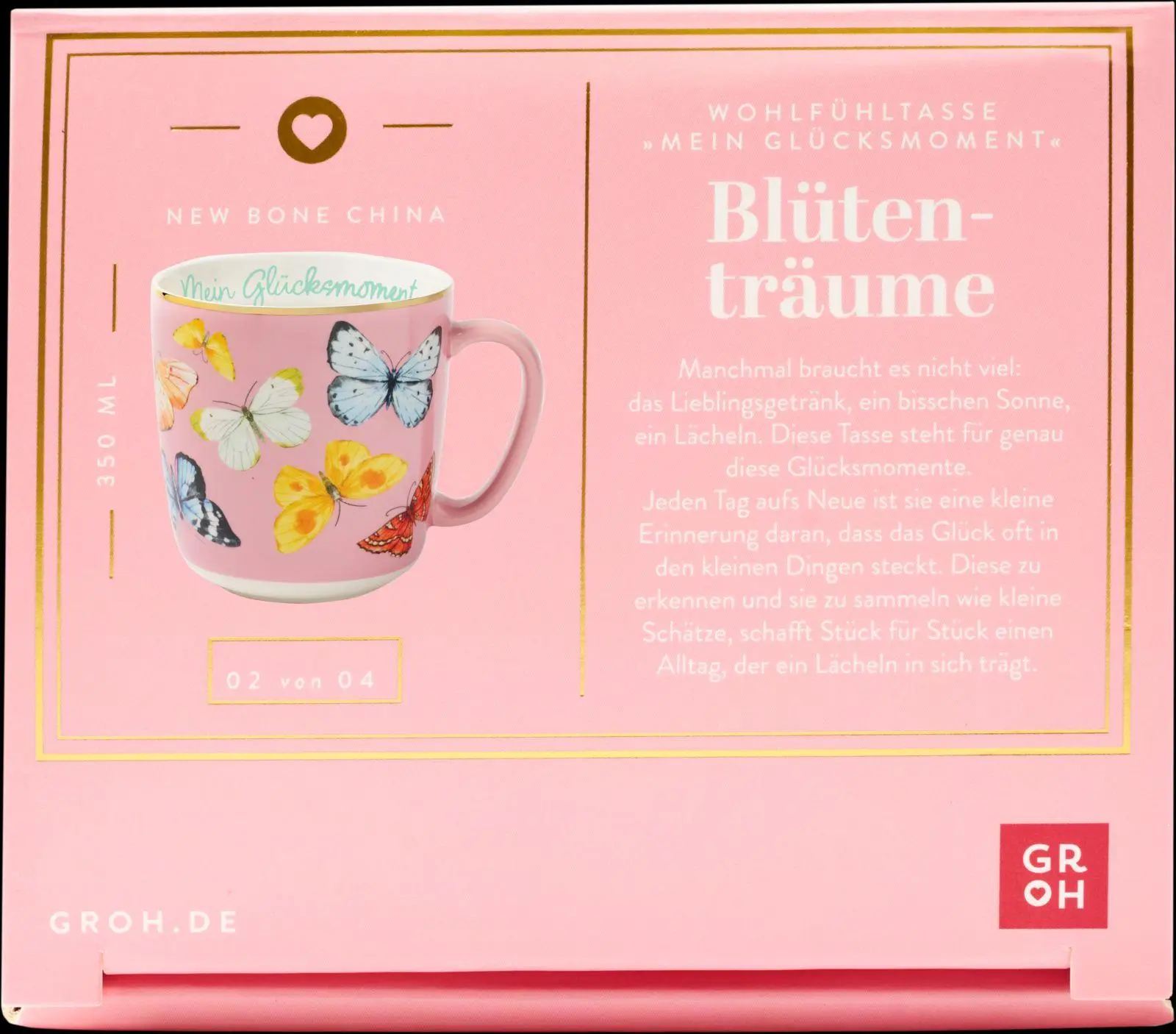 Bild: 4036442015094 | Blütenträume Kaffeebecher "Mein Glücksmoment", 350 ml | Groh Verlag
