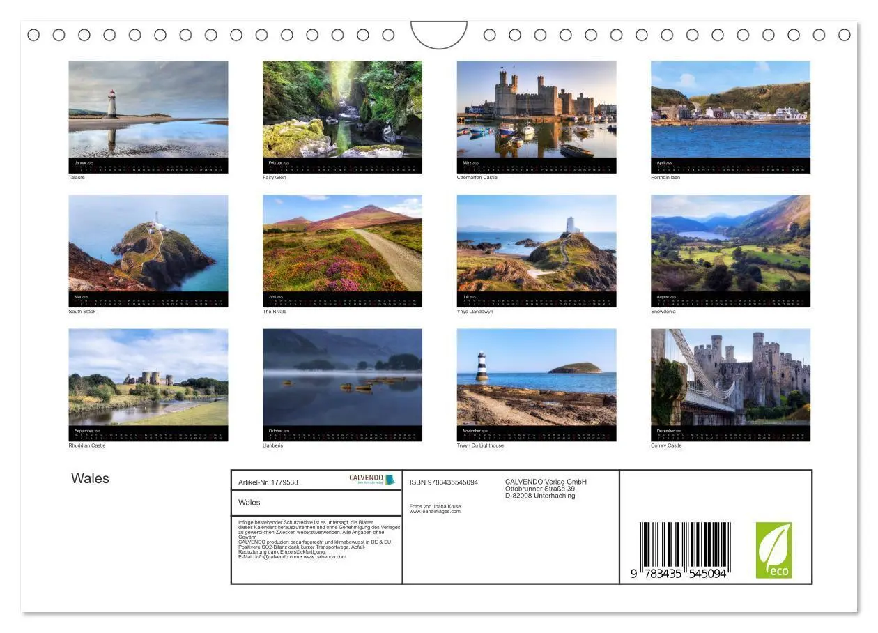 Bild: 9783435545094 | Wales (Wandkalender 2025 DIN A4 quer), CALVENDO Monatskalender | 2025