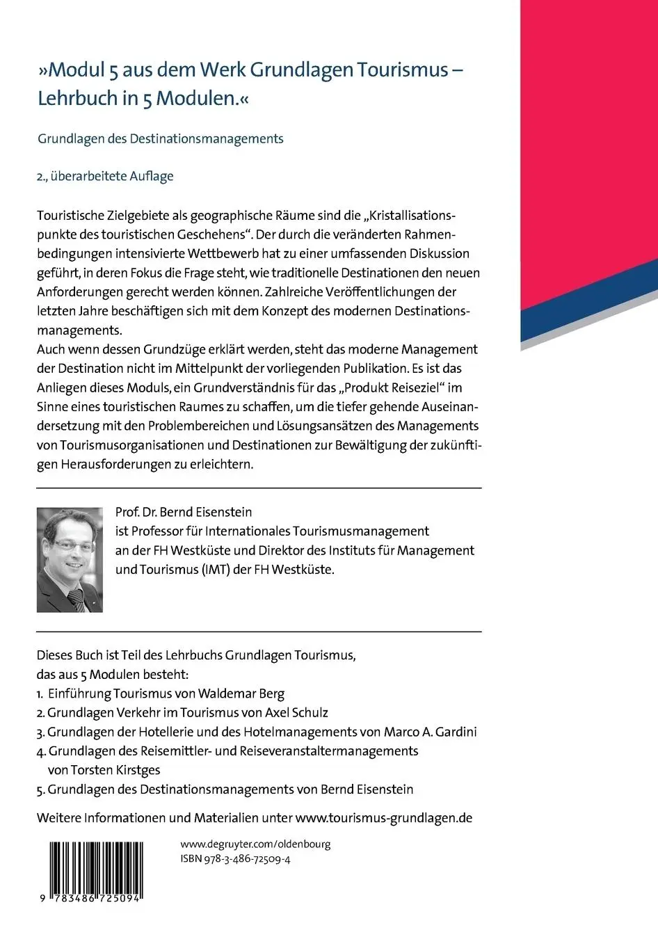 Rückseite: 9783486725094 | Grundlagen des Destinationsmanagements | Bernd Eisenstein | Buch