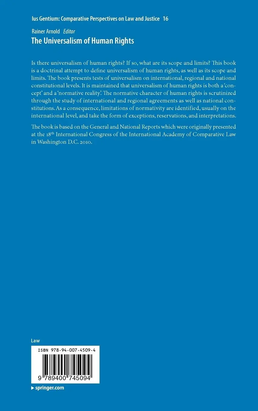 Rückseite: 9789400745094 | The Universalism of Human Rights | Rainer Arnold | Buch | xxiv | 2012