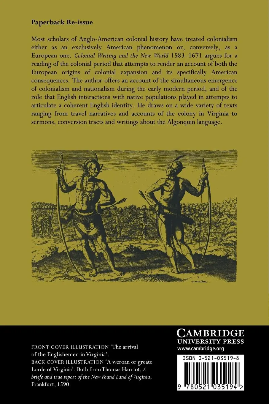 Rückseite: 9780521035194 | Colonial Writing and the New World, 1583 1671 | Allegories of Desire