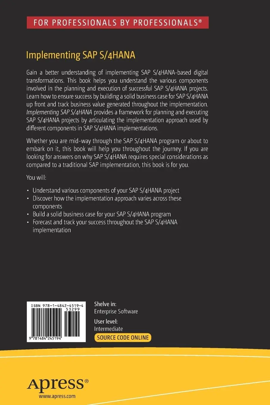 Rückseite: 9781484245194 | Implementing SAP S/4HANA | Sanket Kulkarni | Taschenbuch | xx | 2019