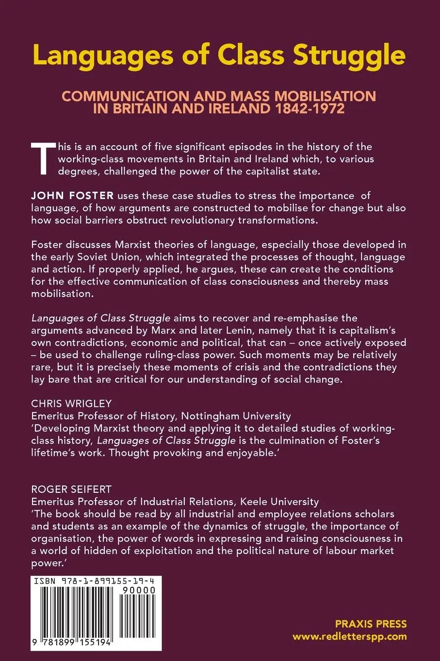 Rückseite: 9781899155194 | Languages of Class Struggle | John Foster | Taschenbuch | Englisch