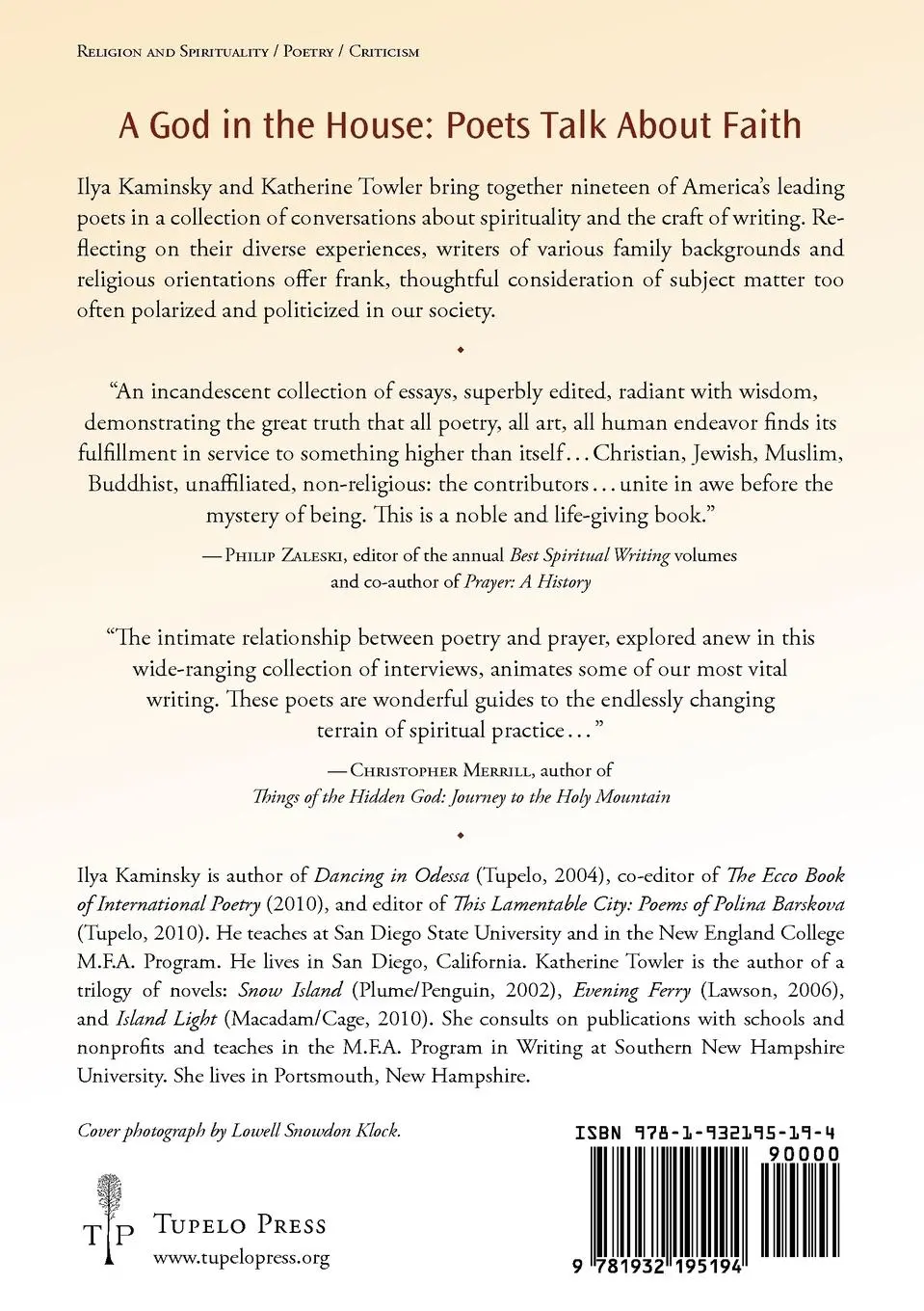 Rückseite: 9781932195194 | A God in the House | Poets Talk About Faith | Ilya Kaminsky | Buch