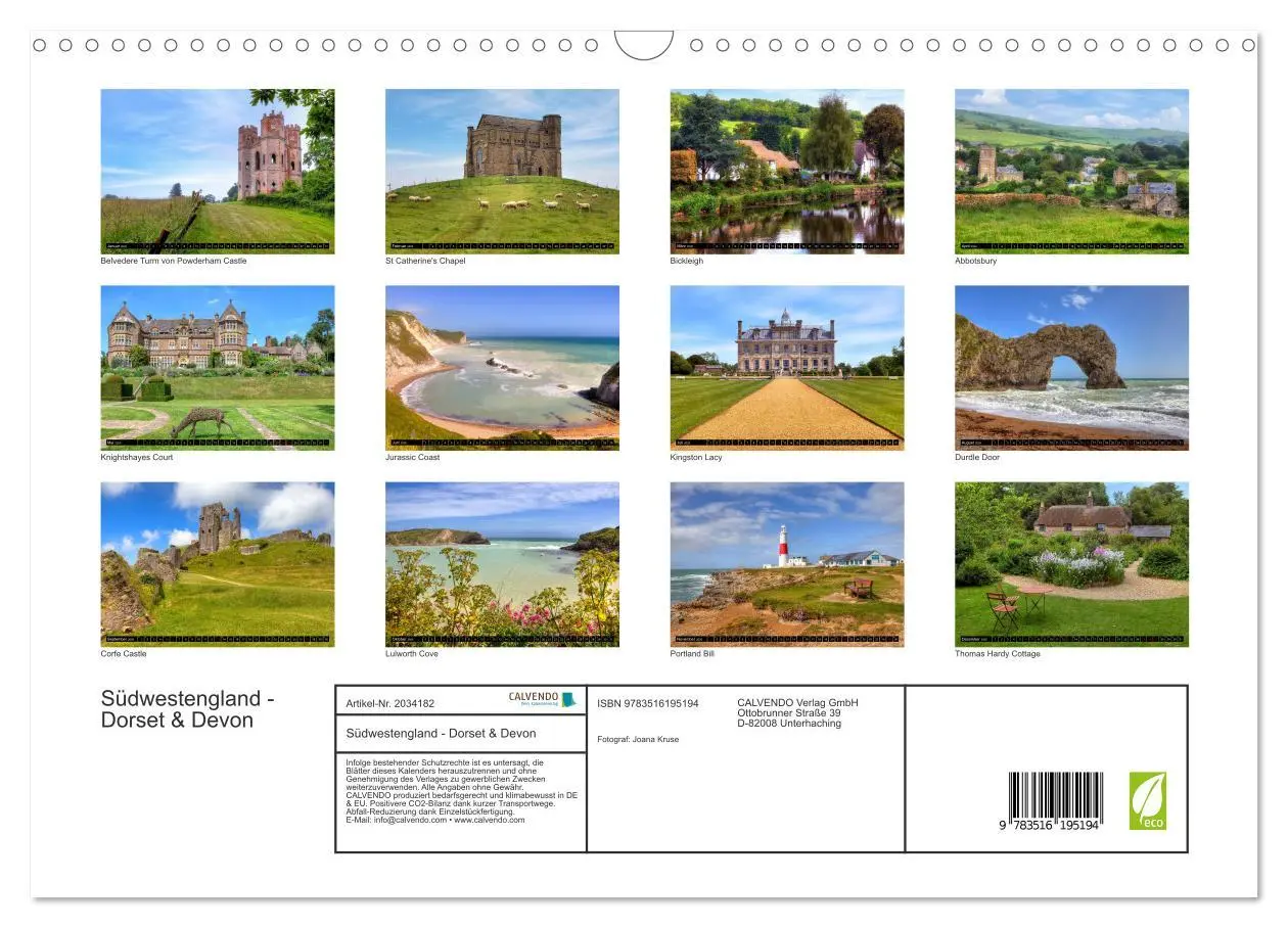 Bild: 9783516195194 | Südwestengland - Dorset &amp; Devon (Wandkalender 2026 DIN A3 quer),...