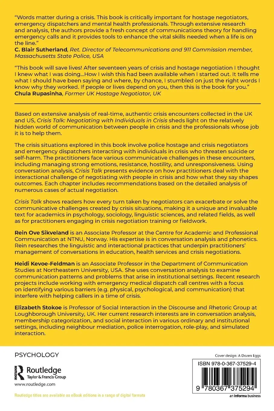 Rückseite: 9780367375294 | Crisis Talk | Negotiating with Individuals in Crisis | Taschenbuch
