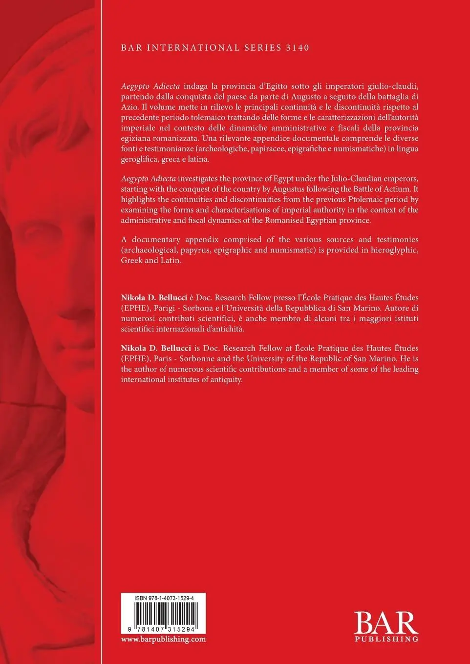 Rückseite: 9781407315294 | Aegypto Adiecta | Nikola D. Bellucci | Taschenbuch | Italienisch