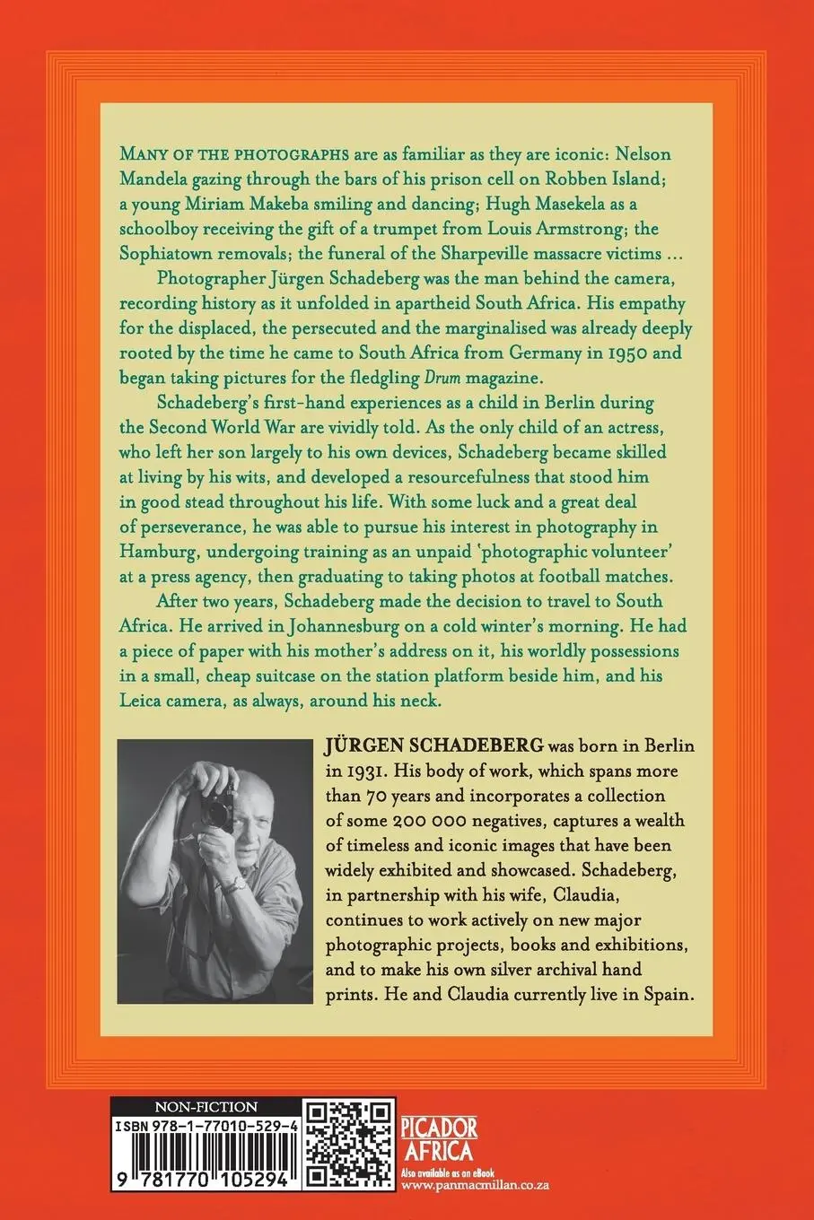 Rückseite: 9781770105294 | The Way I See It | A Memoir | Jürgen Schadeberg | Taschenbuch | 2017